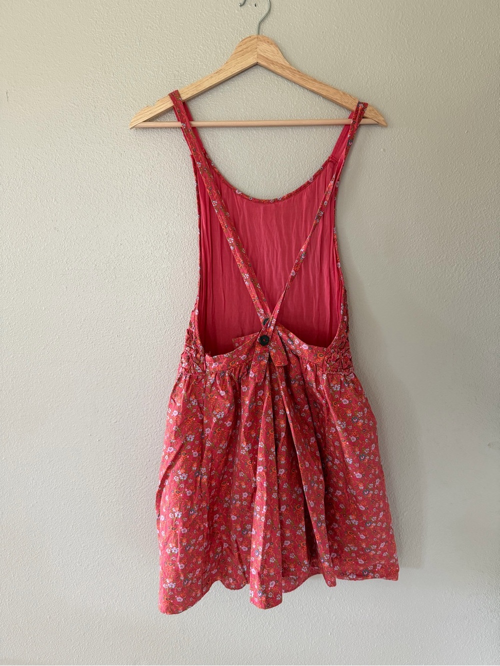 Free People Petunia Floral Backless Boho Smocked Mini Dress Poppy Combo Size L - Picture 7 of 11